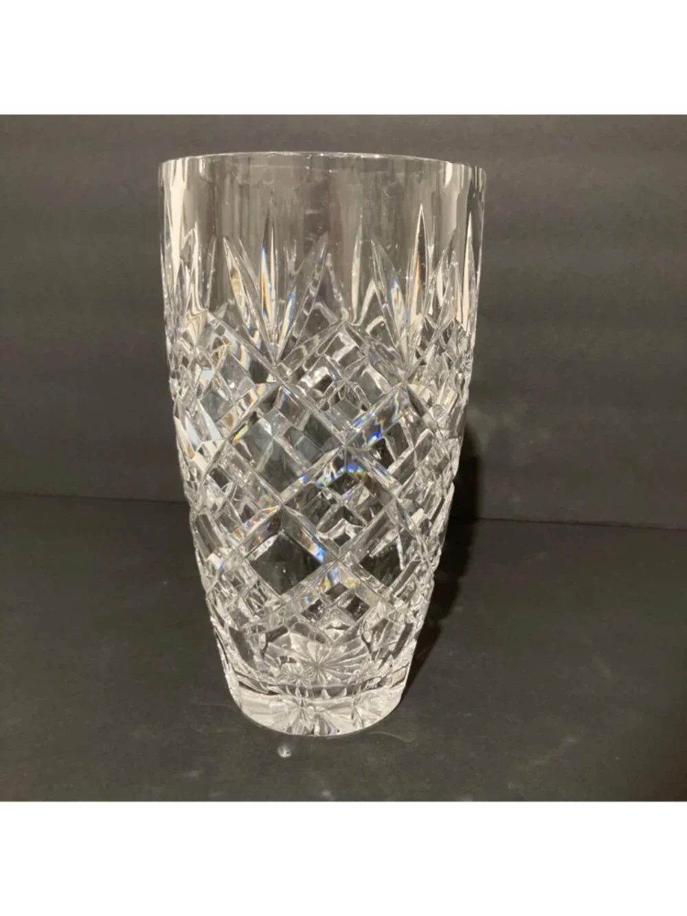 Ceska Hand-Cut Crystal Vase With Intricate Diamond Cut